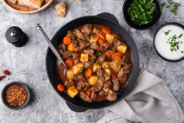 boeuf bourguignon en cocotte vue du dessus